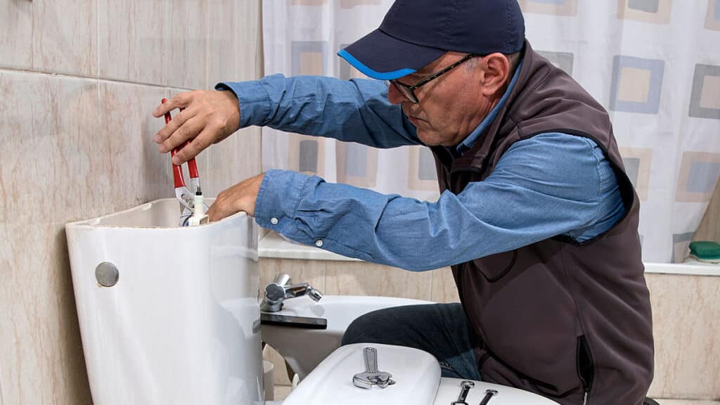 Homeowner makes a simple repair on a leak in the bathroom.