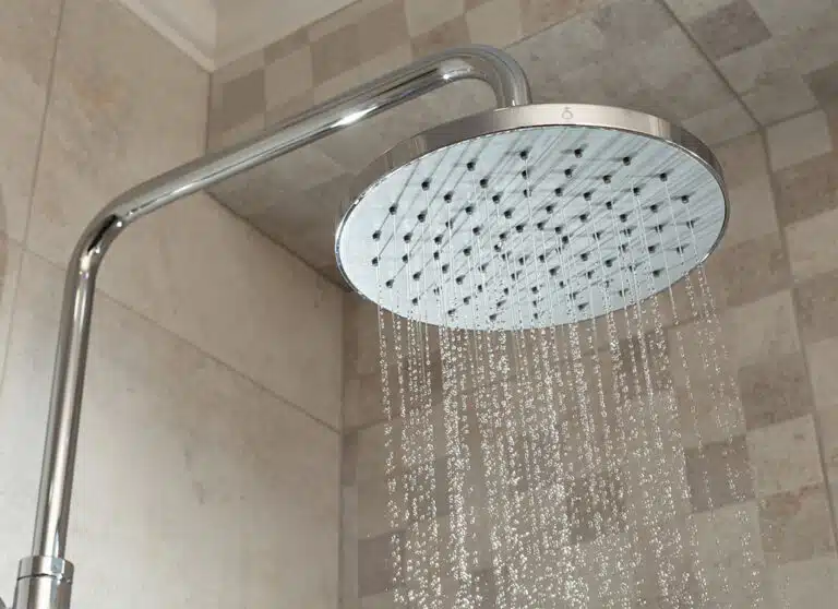 Modern shower head with running water