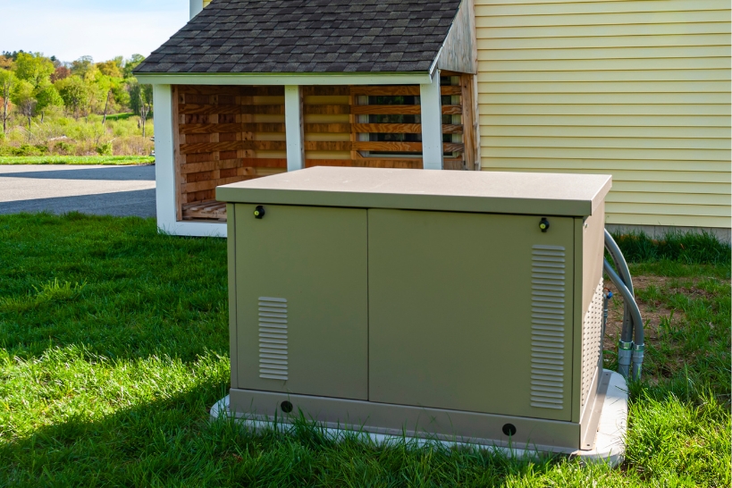 Residential standby generator installed outside a home for backup power.